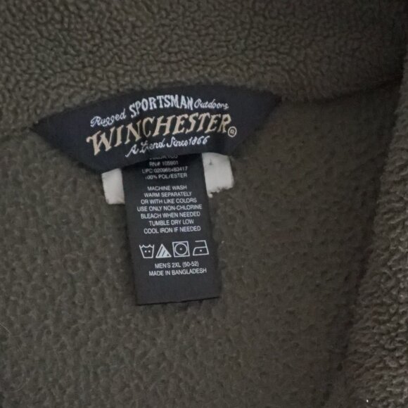 Vintage '90S Winchester Sportsman Hunter Green Fleece Zip Up Sweater 2XL - Picture 9 of 9